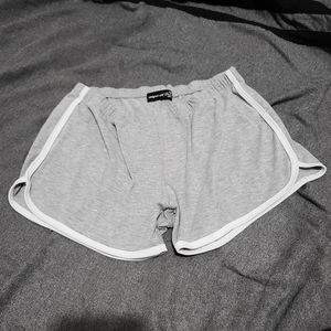 Grey / white stripe booty shorts